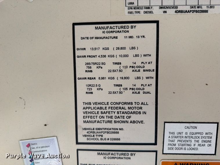 image for item FT6441 2015 IC Bus PB105 school bus