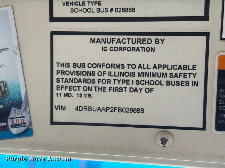 image for item FT6441 2015 IC Bus PB105 school bus