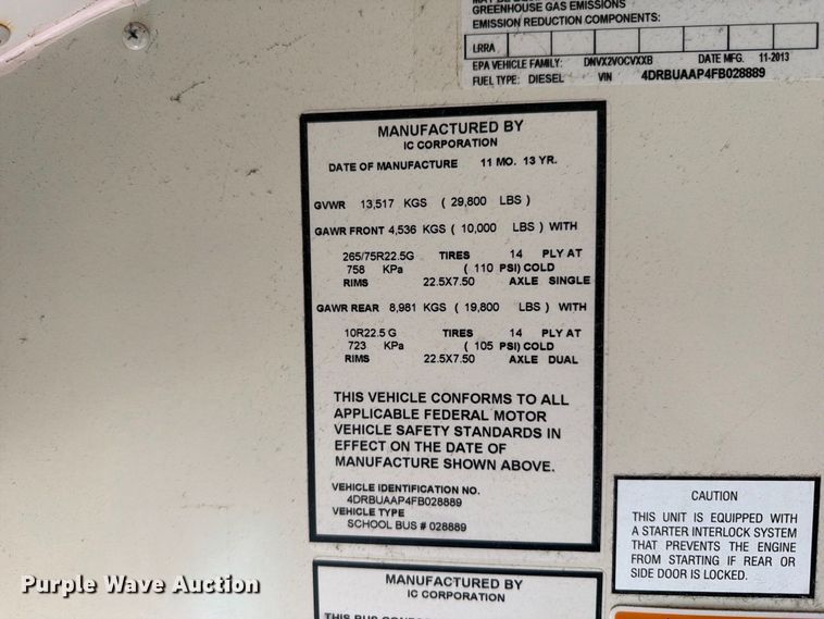 image for item FT6442 2015 IC Bus PB105 school bus