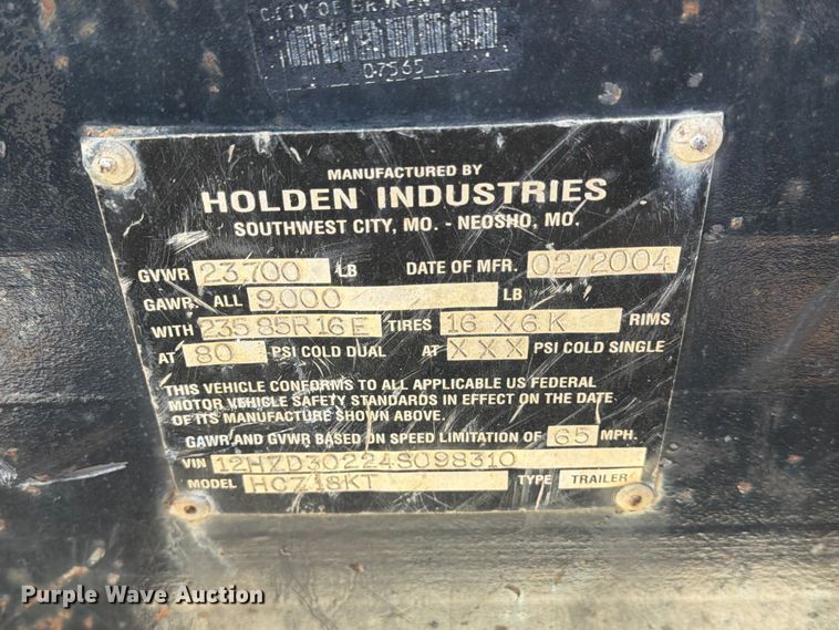 image for item FU1095 2004 Holden HCZ-18KT equipment trailer