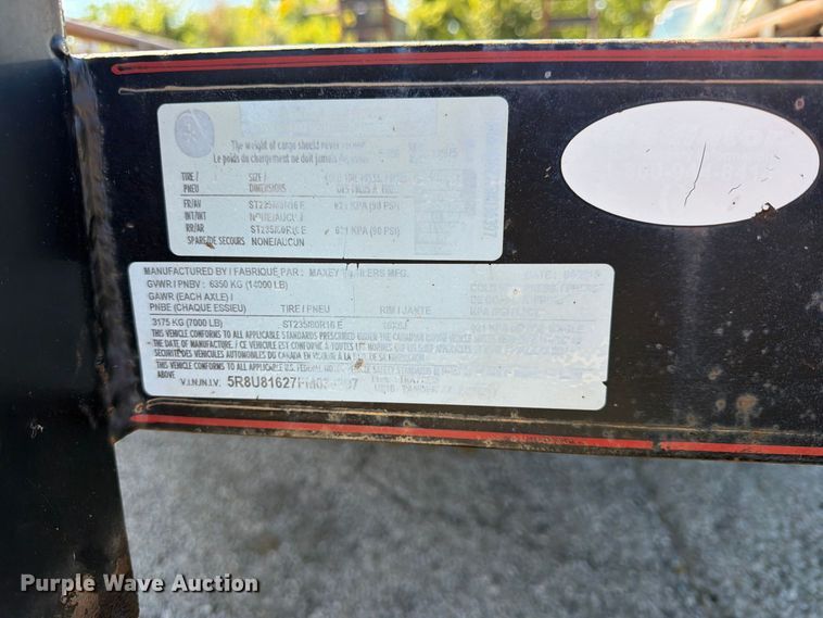 image for item FU1099 2015 Maxey equipment trailer