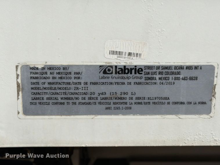 image for item FU1101 2020 International HV607 refuse truck