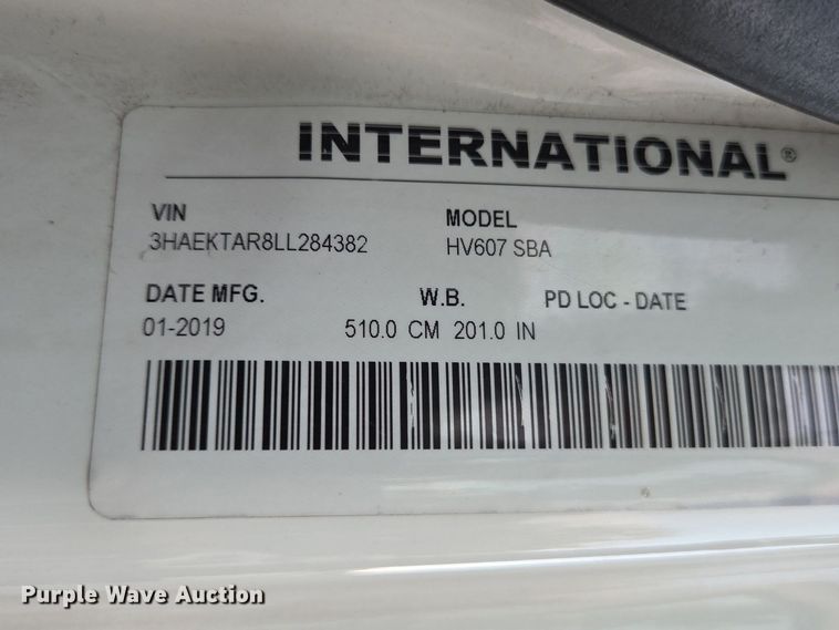 image for item FU1101 2020 International HV607 refuse truck