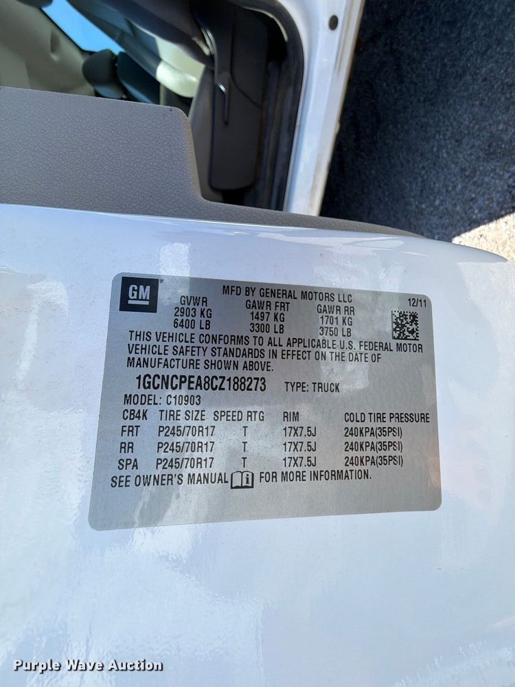 image for item FU1109 2012 Chevrolet Silverado 1500 pickup truck