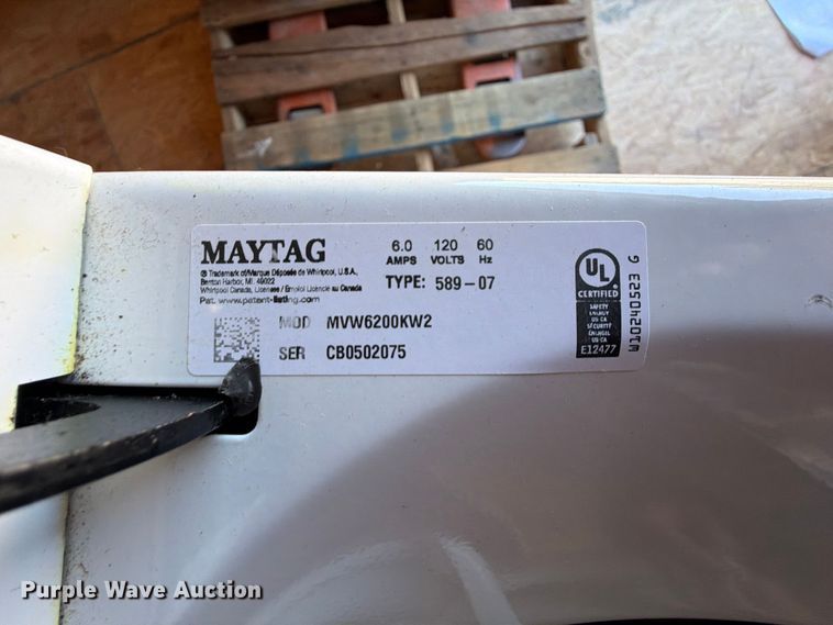 image for item FU1165 Maytag MVW6200KW2 washer