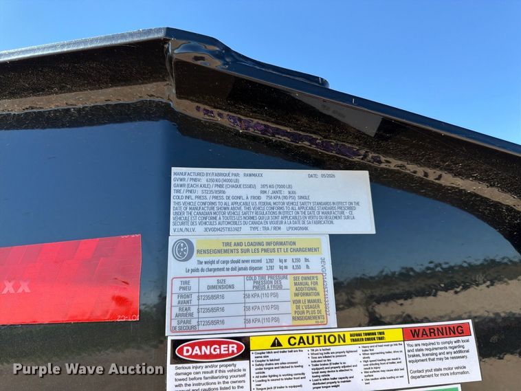 image for item DT3030 2026 RawMaxx dump trailer