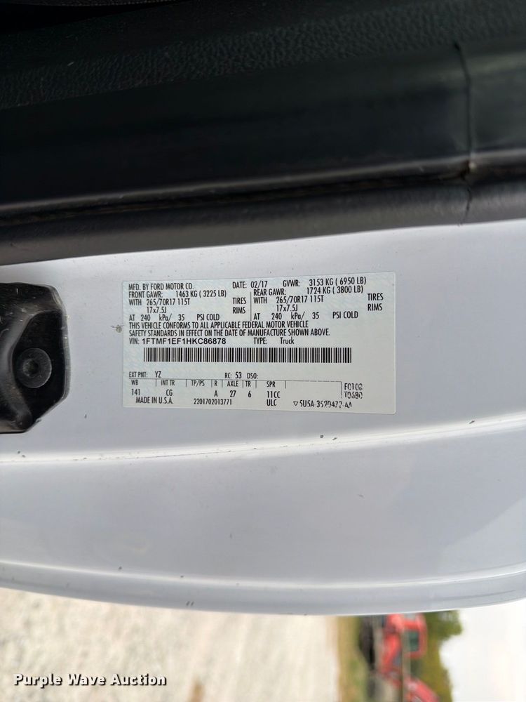 image for item DZ4906 2017 Ford F150 XL pickup truck
