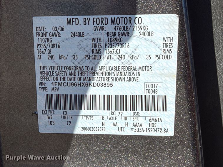 image for item EA0052 2006 Ford Escape SUV