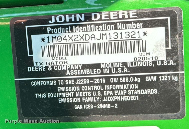 image for item EG2239 2018 John Deere Gator utility vehicle