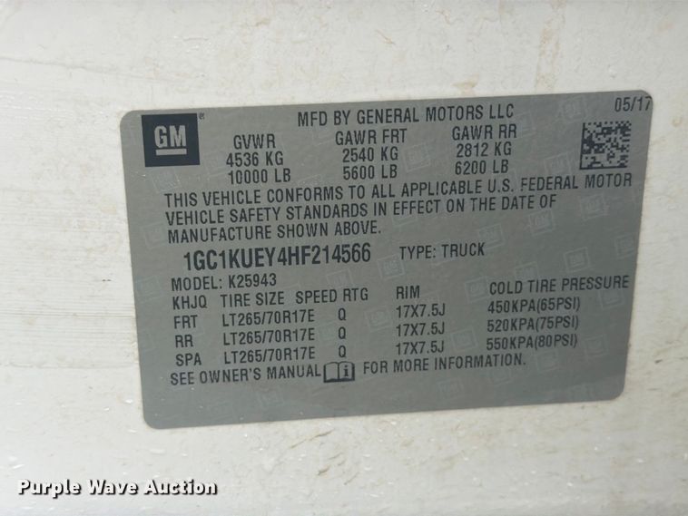 image for item EI7750 2017 Chevrolet Silverado 2500HD Crew Cab pickup truck