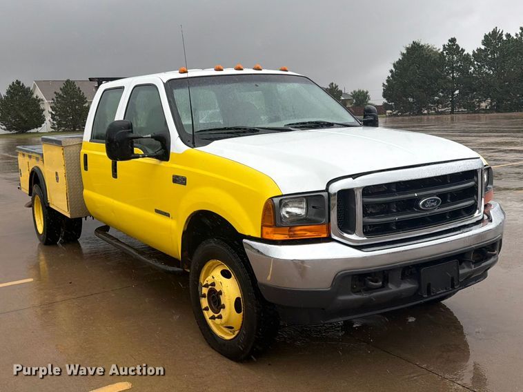image for item EI7759 1999 Ford F450 Crew Cab flatbed truck
