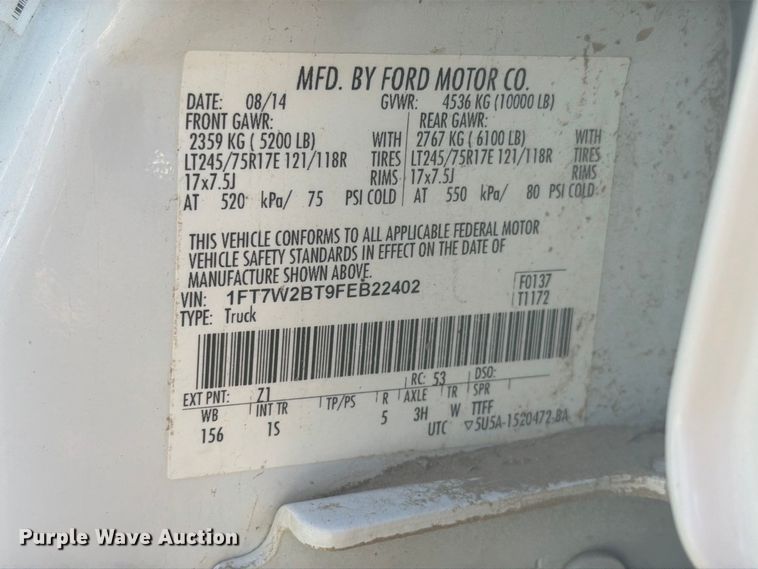 image for item EI7767 2015 Ford F250 Super Duty XL Crew Cab pickup truck