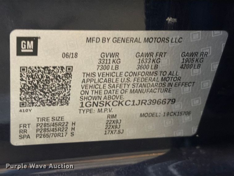 image for item EL0997 2018 Chevrolet Tahoe  SUV