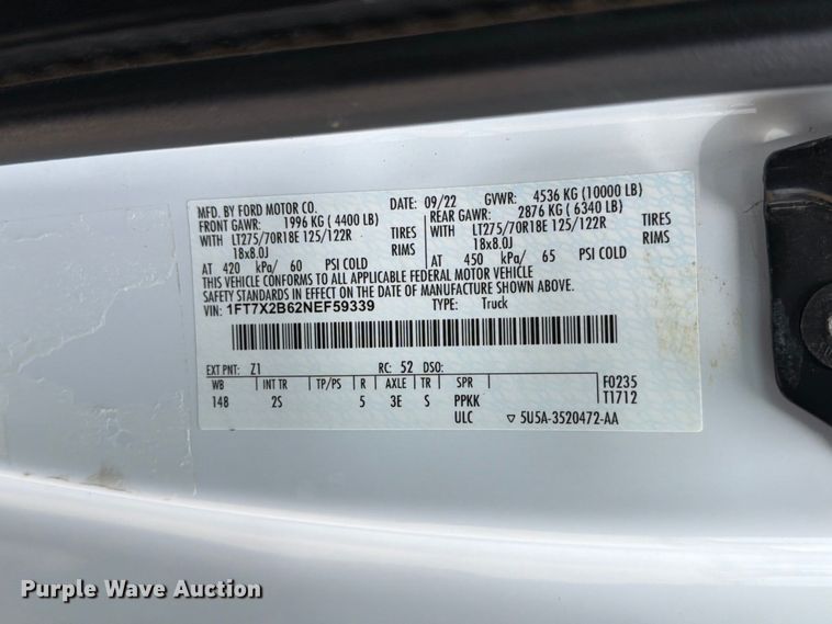 image for item EP7835 2022 Ford F250 Super Duty XLT Ext. Cab pickup truck