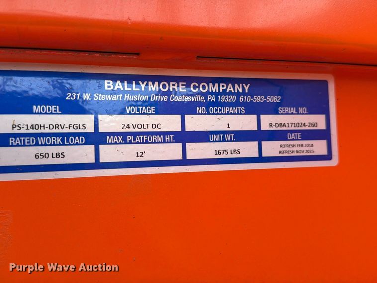 image for item EP7854 2018 Ballymore PS-140H-DRV-FGLS vertical lift
