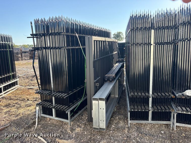 image for item ES8402 (44) 10'x7' Wrought Iron Site Fence panels and (1) 19.85' gate