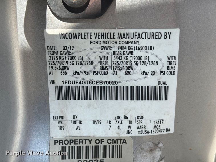 image for item EU0971 2012 Ford F450 flatbed truck