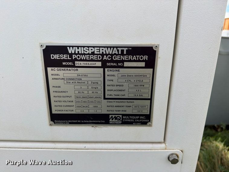 image for item EW1093 Multiquip DCA-70SSJU4F generator