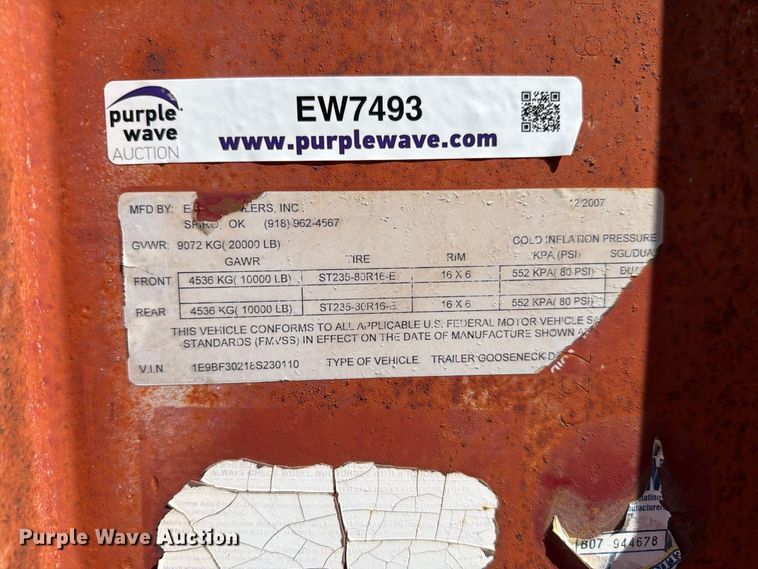 image for item EW7493 2008 Elite trailers equipment trailer