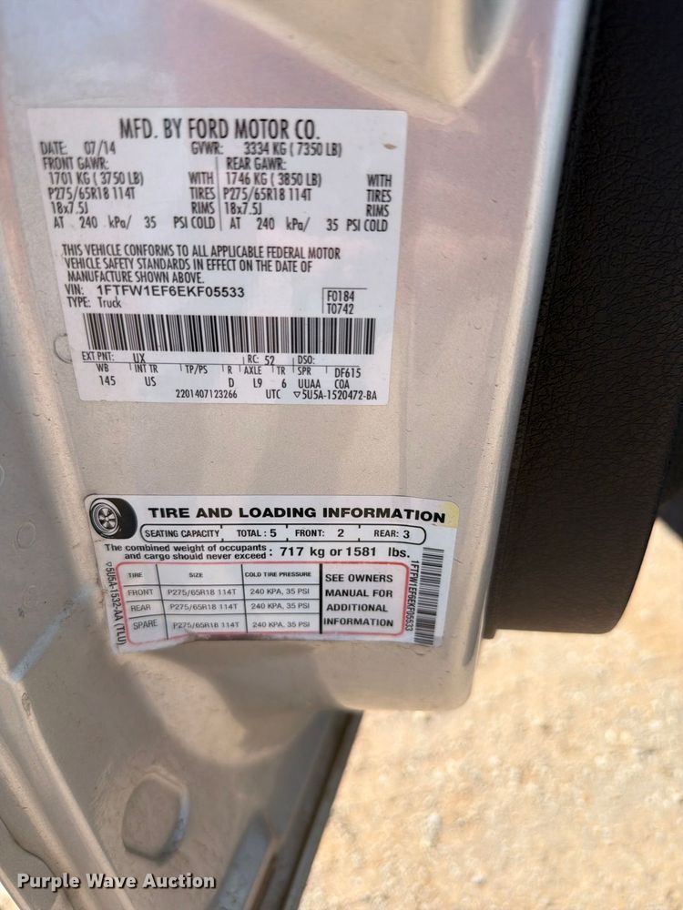 image for item EW7560 2014 Ford F150 Crew Cab pickup truck