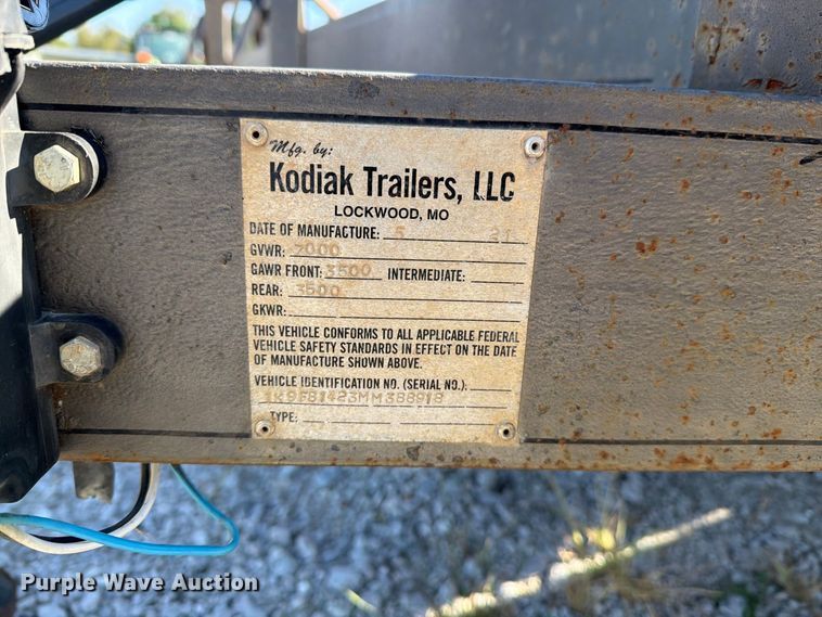 image for item EX0067 2021 Kodiak utility trailer