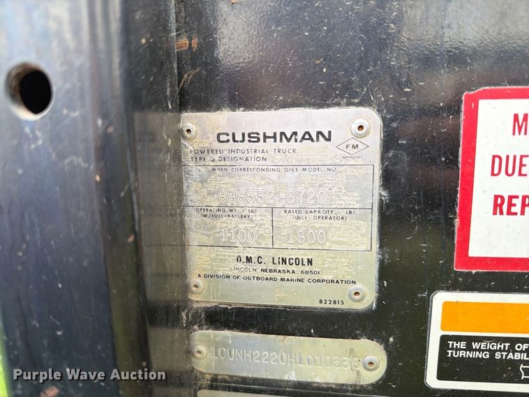 image for item EX1052 1987 Cushman Truckster utility vehicle