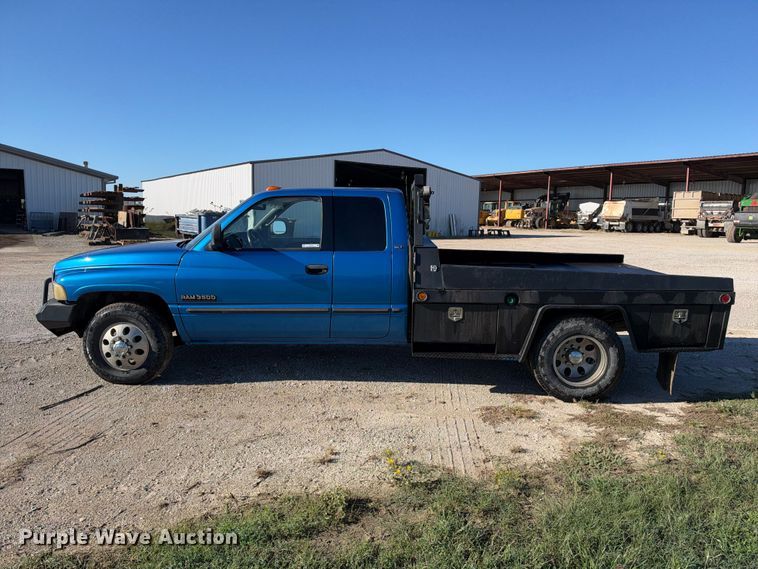 image for item EX2358 1999 Dodge Ram 3500 Ext. Cab flatbed pickup truck