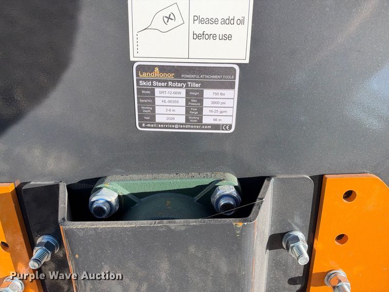 image for item EX2418 2026 Landhonor SRT-12 skid steer rototiller