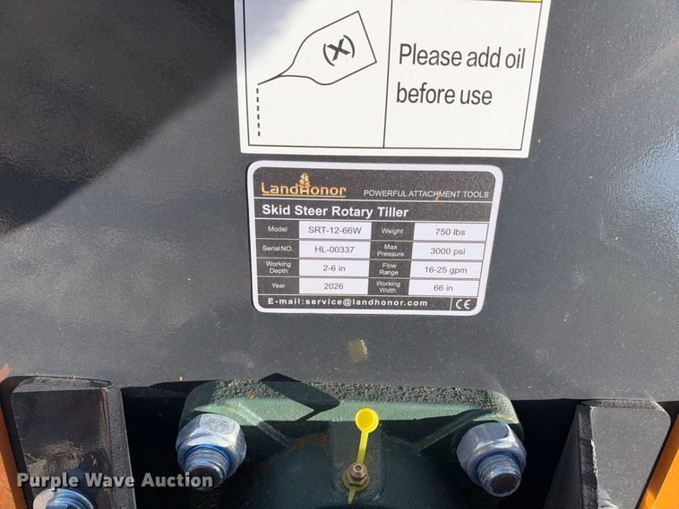 image for item EX2419 2026 Landhonor SRT-12 skid steer rototiller