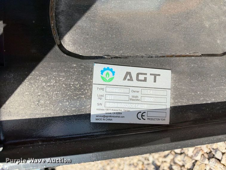image for item EX2422 2026 AGT SSHH680 skid steer breaker