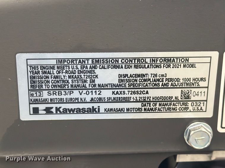 image for item EX4649 2021 Kawasaki FX730V engine