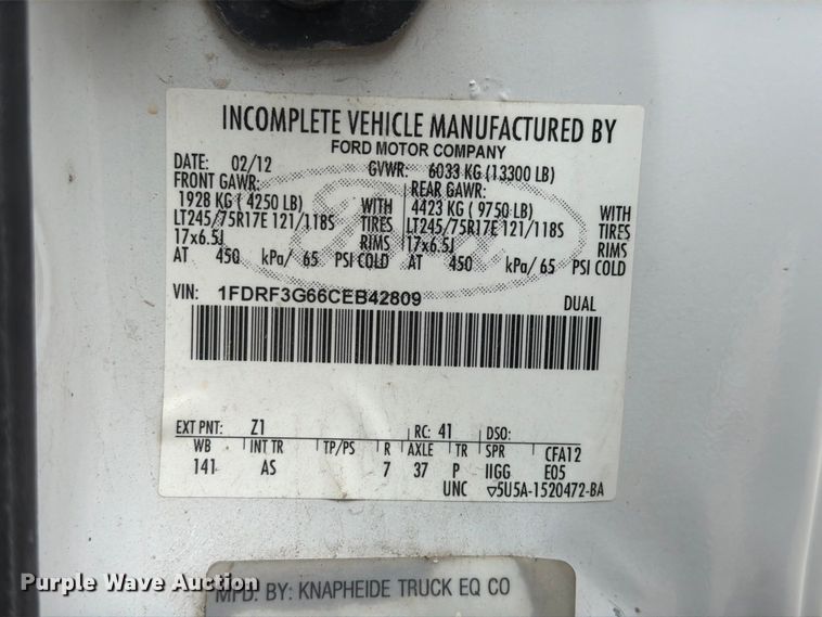 image for item EX4669 2012 Ford F350 Super Duty utility bed pickup truck
