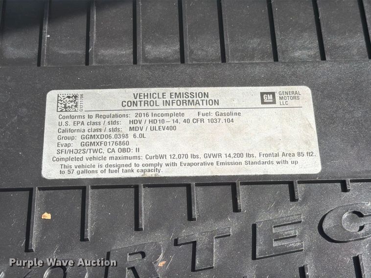 image for item FB5193 2016 Chevrolet Express 4500 box truck