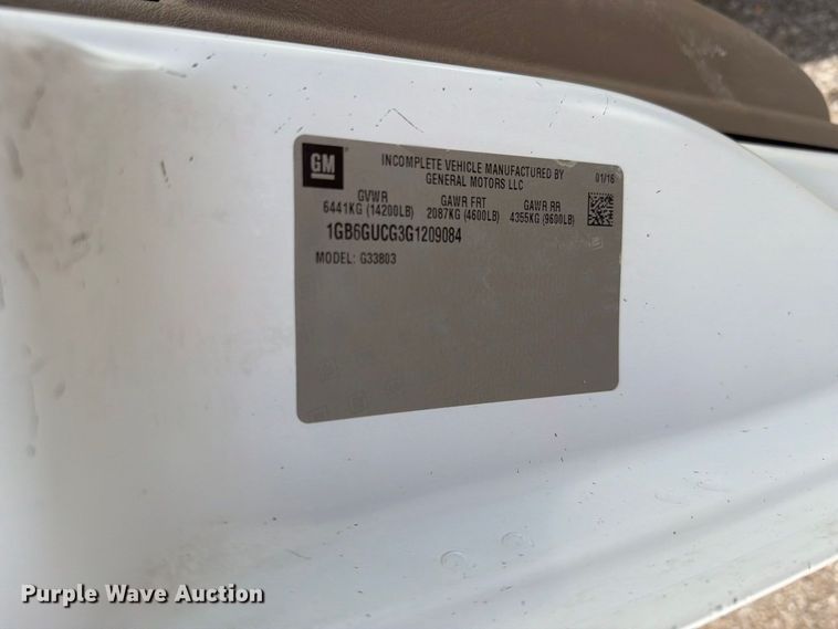 image for item FB5205 2016 Chevrolet Express 4500 box truck