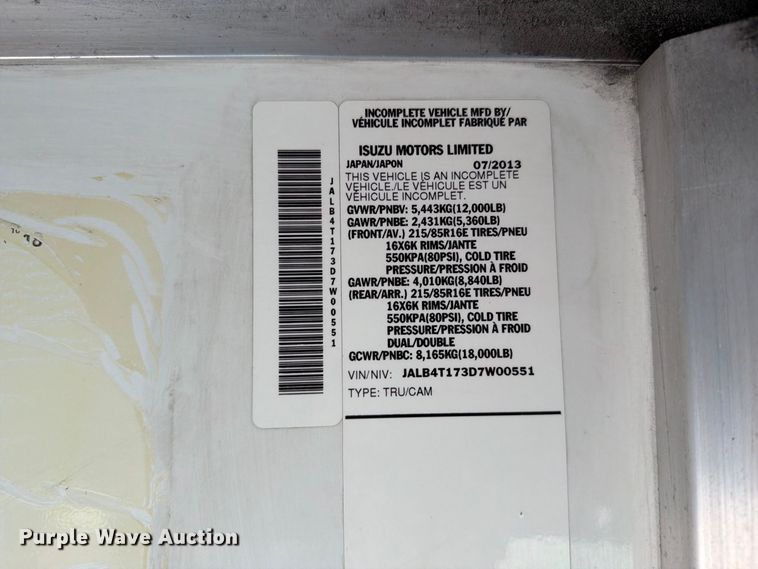 image for item FB5216 2013 Isuzu NPR HD delivery van