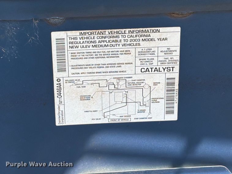 image for item FB5959 2003 Dodge Ram 3500 Crew Cab bale bed pickup truck