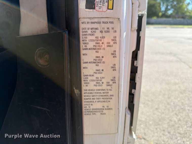 image for item FB8986 2017 Ram Promaster 3500 utility van