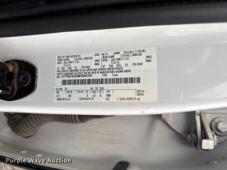 image for item FC4446 2021 Ford F150 Crew Cab pickup truck