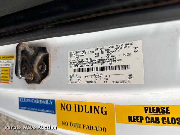 image for item FC4449 2018 Ford F150 Ext. Cab pickup truck