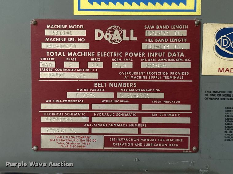 image for item FC4476 DoALL 3613-1 bandsaw