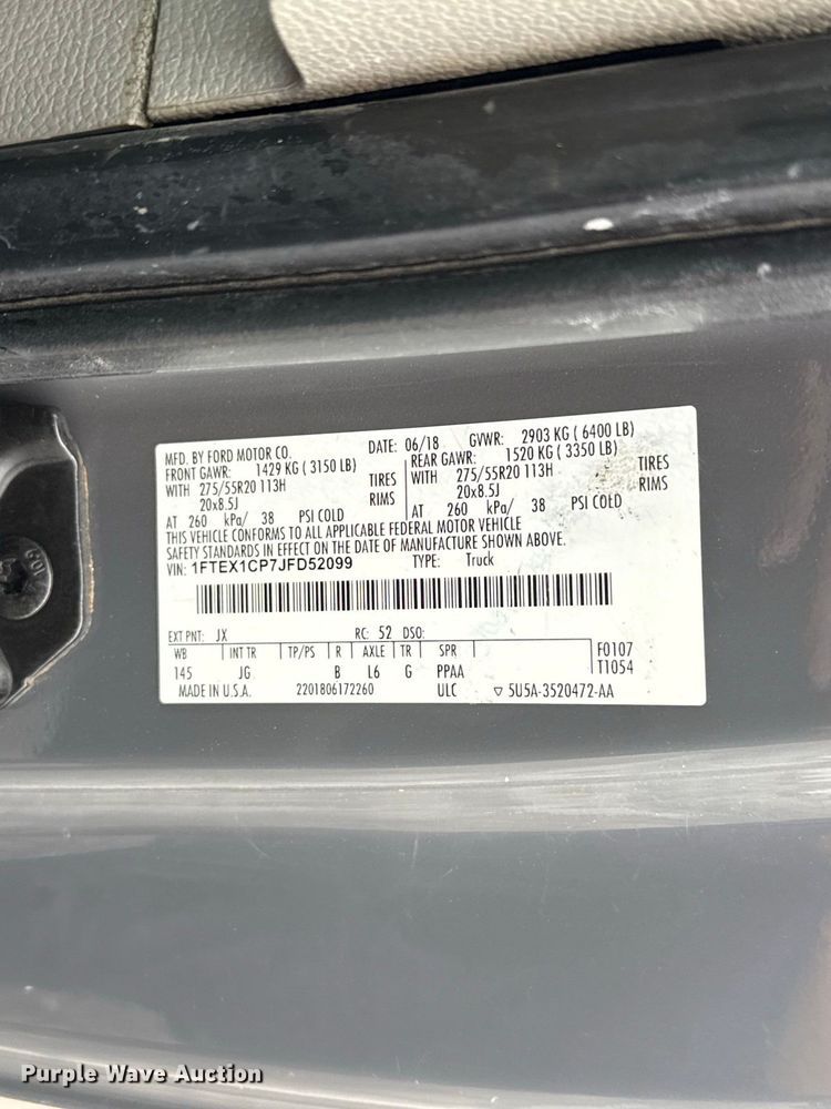 image for item FC4481 2018 Ford F150 Crew Cab pickup truck