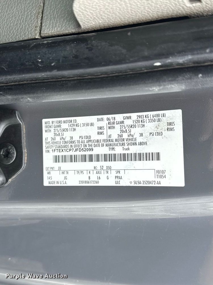 image for item FC4481 2018 Ford F150 Crew Cab pickup truck