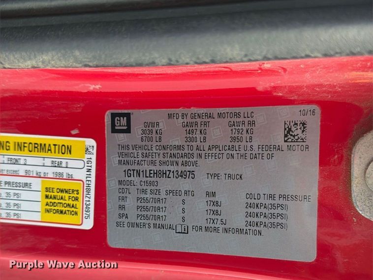 image for item FG0784 2017 GMC Sierra 1500 pickup truck