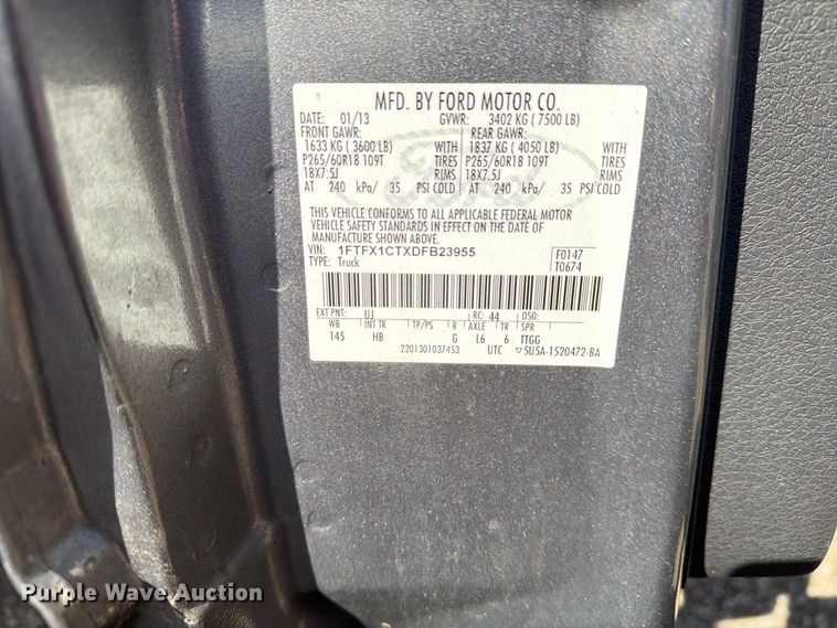 image for item FG3042 2013 Ford F150 Ext. Cab pickup truck