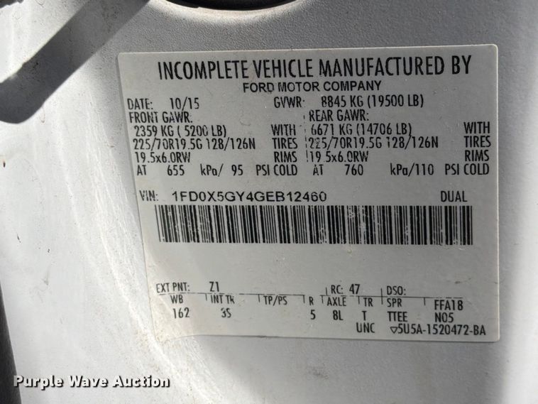 image for item FG3043 2016 Ford F550 Ext. Cab flatbed truck