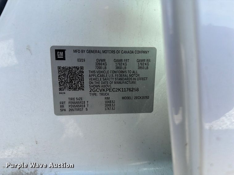 image for item FJ2022 2019 Chevrolet Silverado 1500 Ext. Cab pickup truck