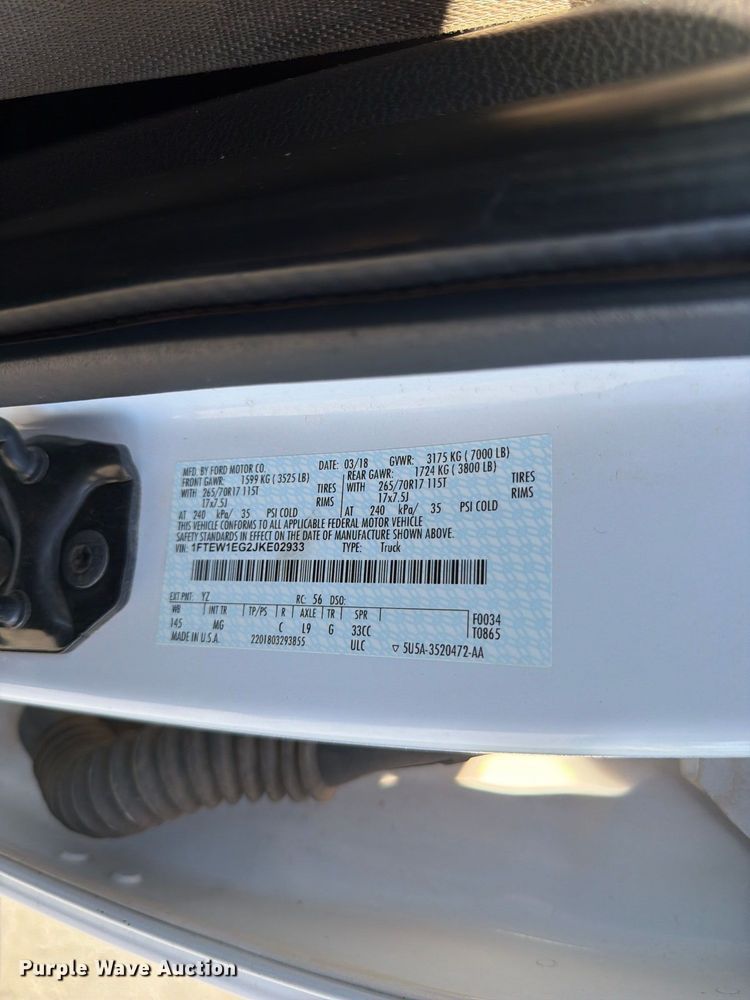 image for item FK4661 2018 Ford F150 Crew Cab pickup truck