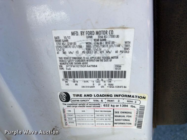 image for item FK4664 2013 Ford F-150 Crew Cab pickup truck