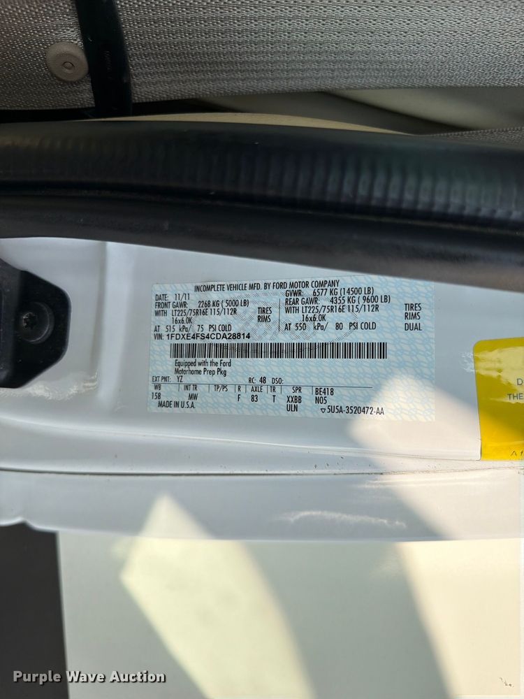 image for item FK5254 2012 Ford E450 RV