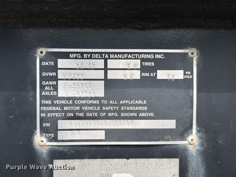 image for item FN5881 2007 Delta FS equipment trailer